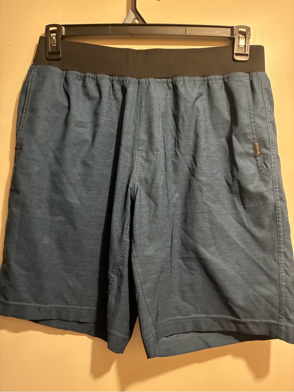 Prana Blue Men's Athletic Shorts with Black Waistband